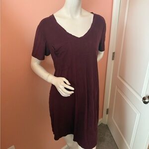 Z Supply Deep Burgundy Short Sleeve T-Shirt Dress